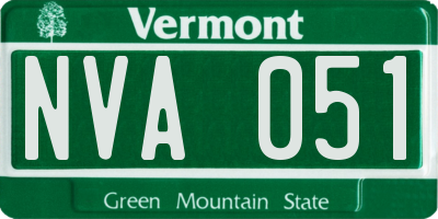 VT license plate NVA051