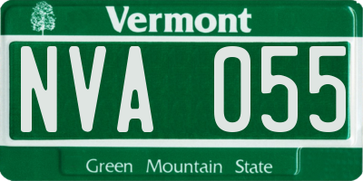 VT license plate NVA055