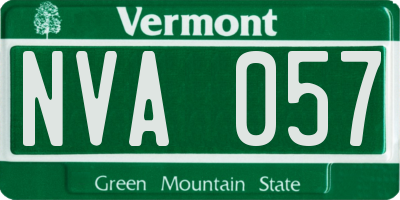 VT license plate NVA057