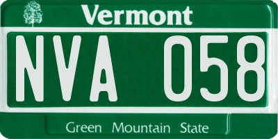 VT license plate NVA058