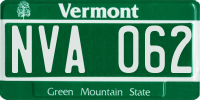 VT license plate NVA062