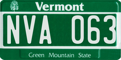 VT license plate NVA063