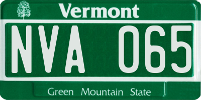 VT license plate NVA065