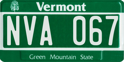 VT license plate NVA067