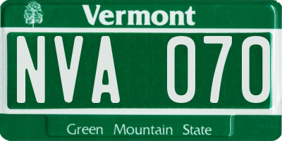 VT license plate NVA070