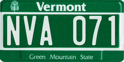 VT license plate NVA071