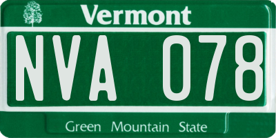 VT license plate NVA078