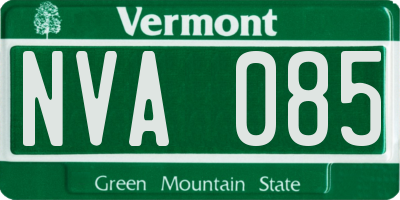 VT license plate NVA085