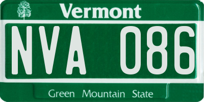 VT license plate NVA086