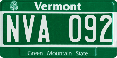 VT license plate NVA092