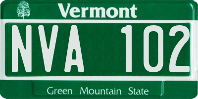 VT license plate NVA102