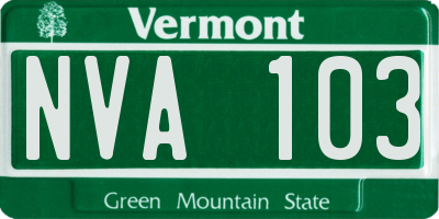 VT license plate NVA103