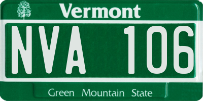 VT license plate NVA106