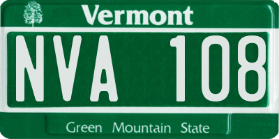 VT license plate NVA108