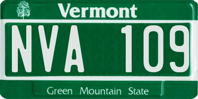 VT license plate NVA109