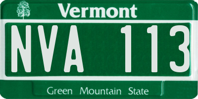 VT license plate NVA113