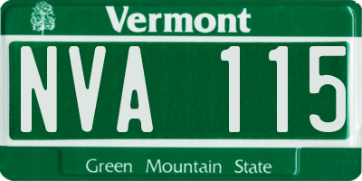 VT license plate NVA115