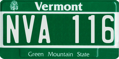 VT license plate NVA116