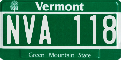 VT license plate NVA118