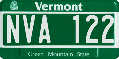 VT license plate NVA122