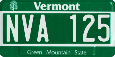 VT license plate NVA125