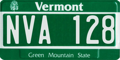 VT license plate NVA128