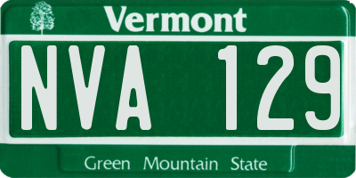 VT license plate NVA129