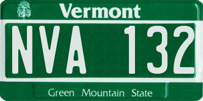 VT license plate NVA132