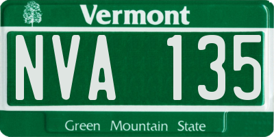 VT license plate NVA135