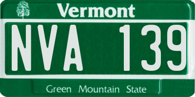 VT license plate NVA139