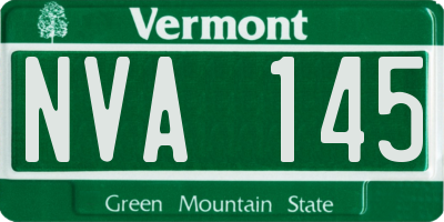 VT license plate NVA145