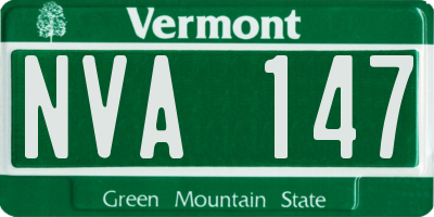 VT license plate NVA147