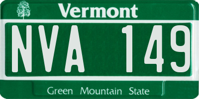 VT license plate NVA149