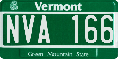 VT license plate NVA166