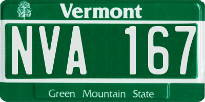 VT license plate NVA167