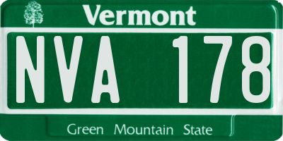 VT license plate NVA178
