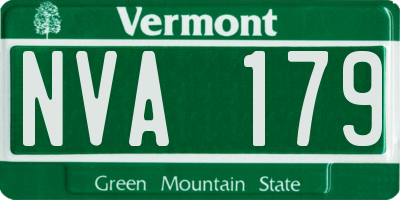 VT license plate NVA179