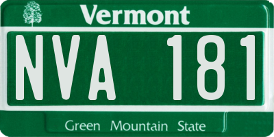 VT license plate NVA181