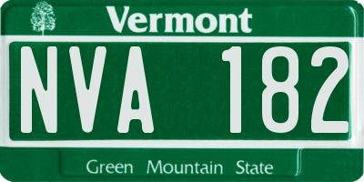 VT license plate NVA182