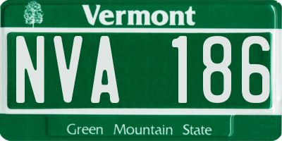 VT license plate NVA186