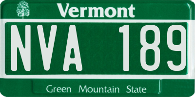 VT license plate NVA189