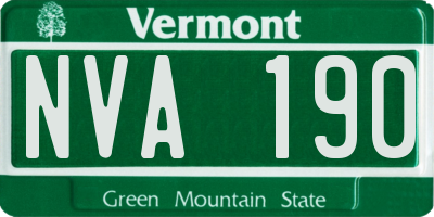 VT license plate NVA190