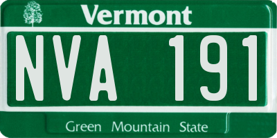 VT license plate NVA191