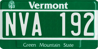 VT license plate NVA192