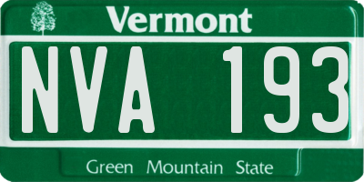 VT license plate NVA193