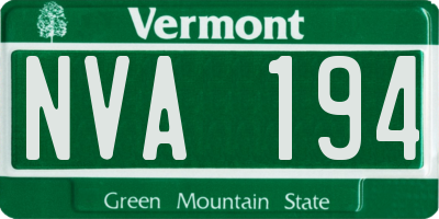 VT license plate NVA194