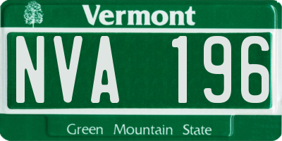 VT license plate NVA196