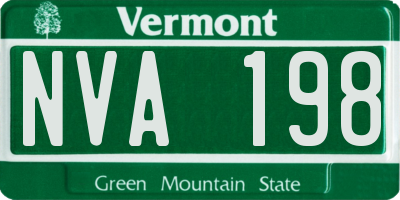 VT license plate NVA198