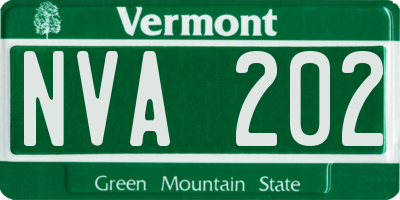 VT license plate NVA202