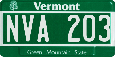 VT license plate NVA203